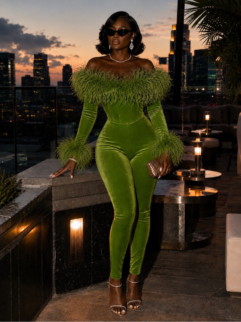 FEATHERED JUMPSUIT